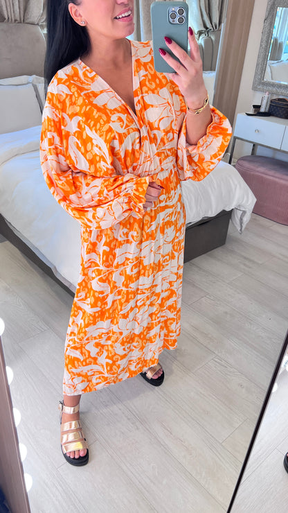 Helena Bold Floral Print Kimono Dress