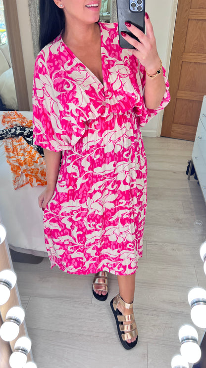 Helena Bold Floral Print Kimono Dress