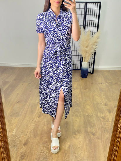 Ringo Floral Print Midi Shirt Dress