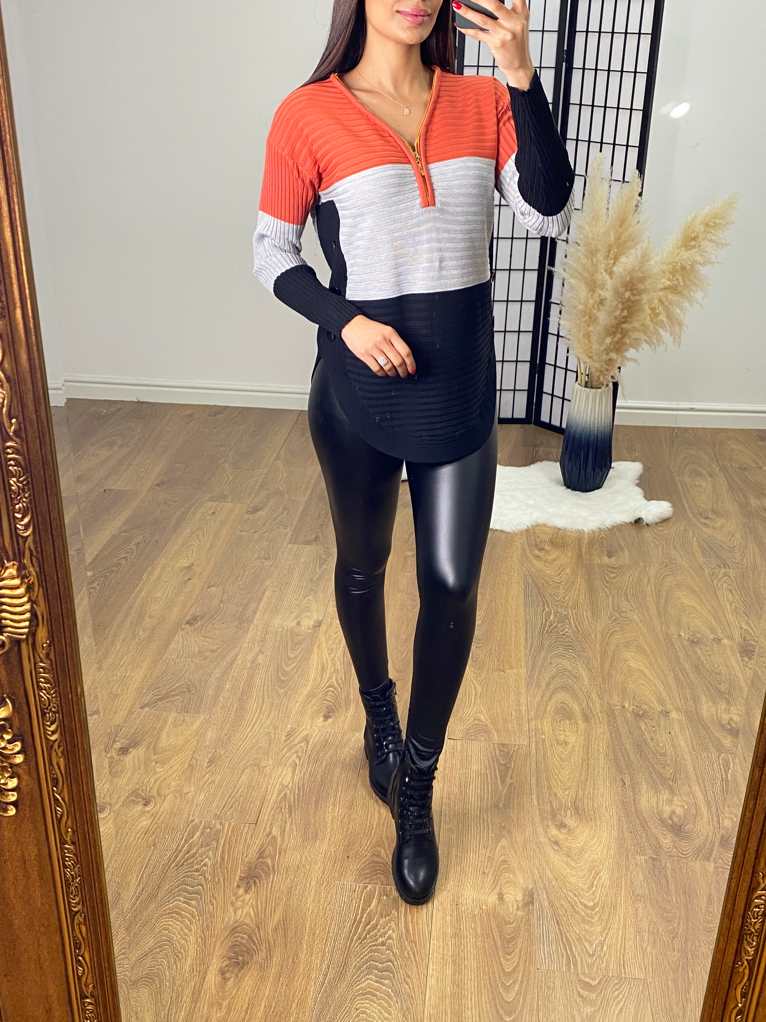 Crawford Ribbed Colour Block Zip Knit