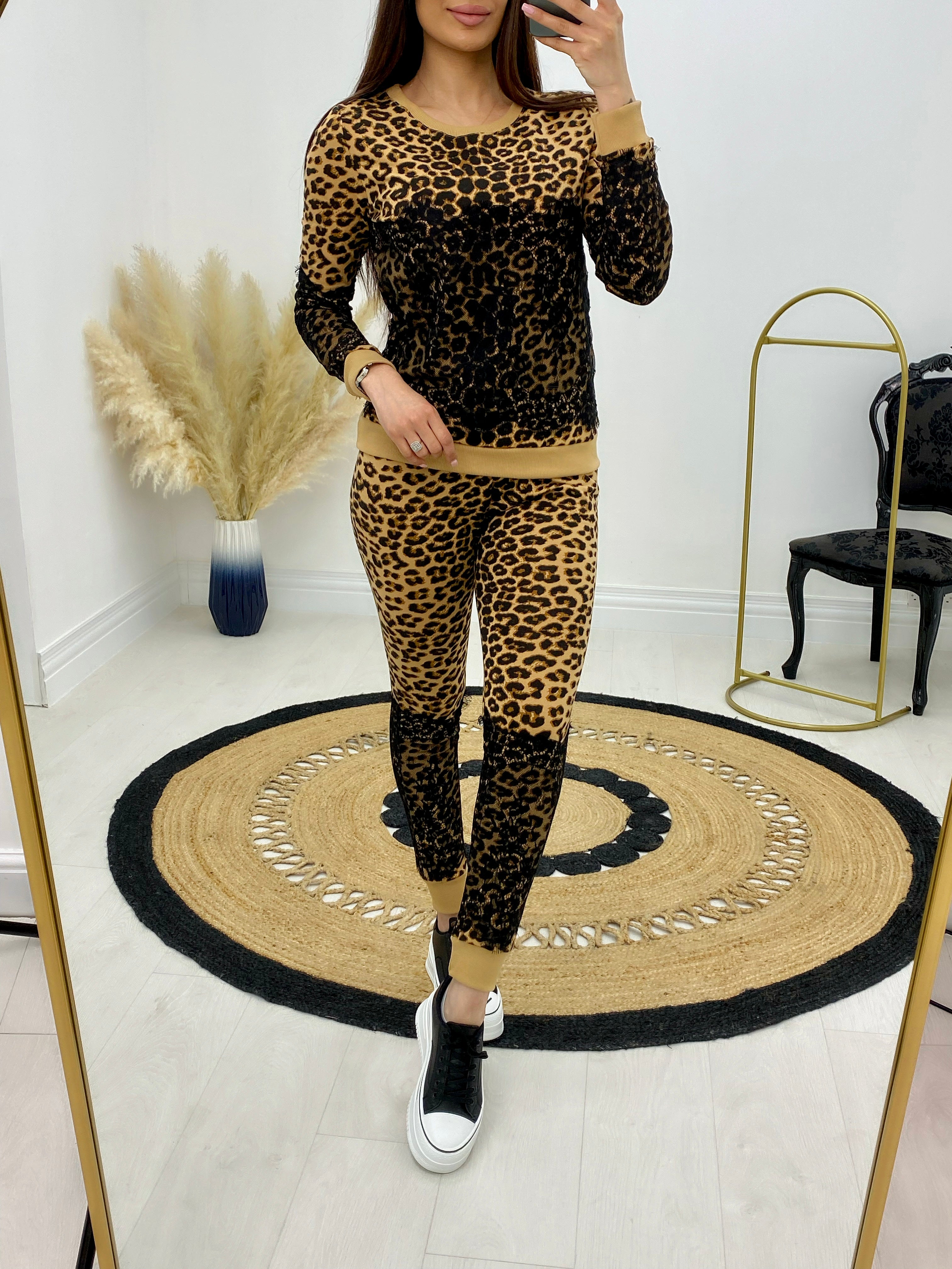 Valent Leopard Print Lace Loungewear Set