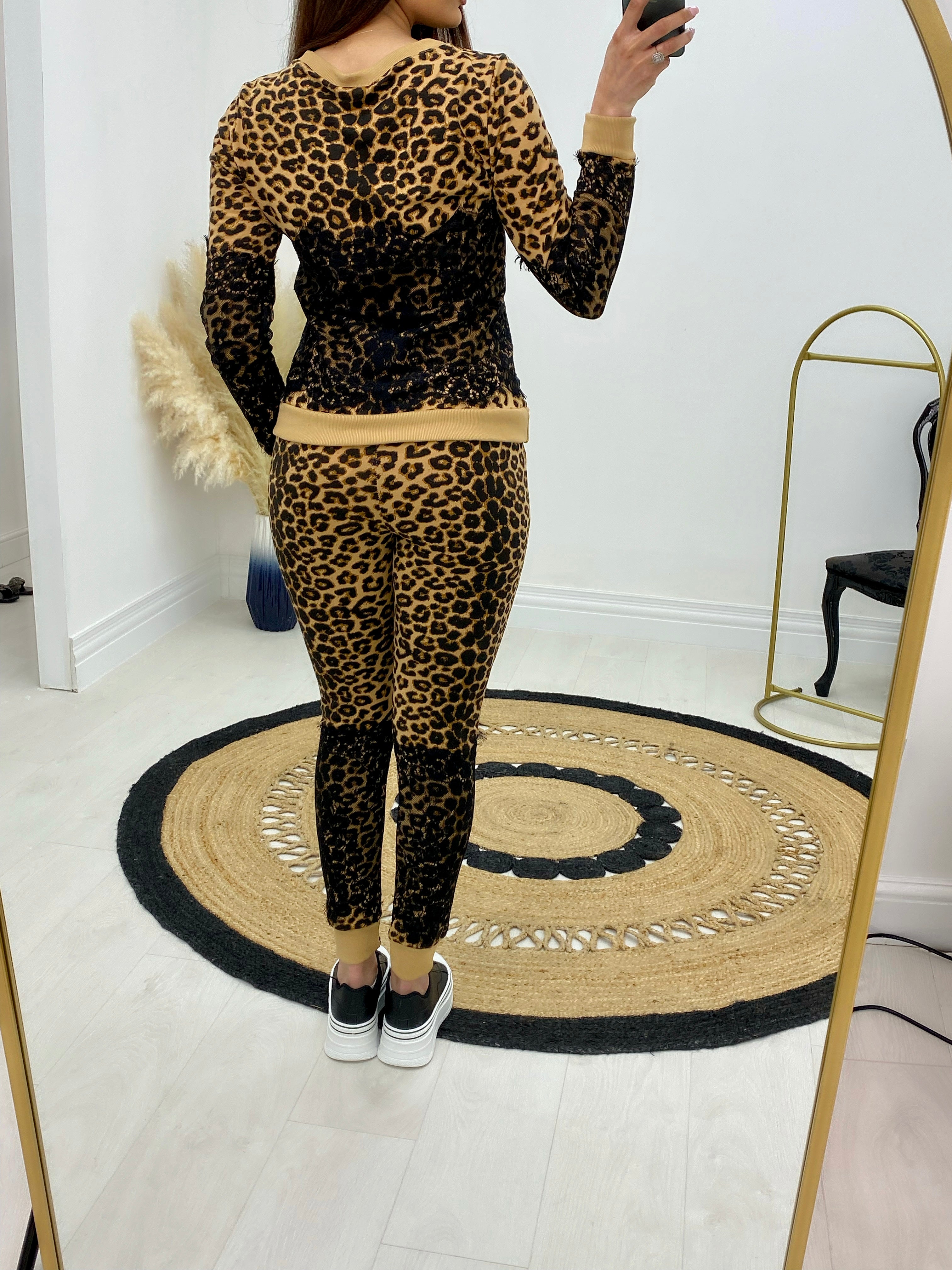 Valent Leopard Print Lace Loungewear Set