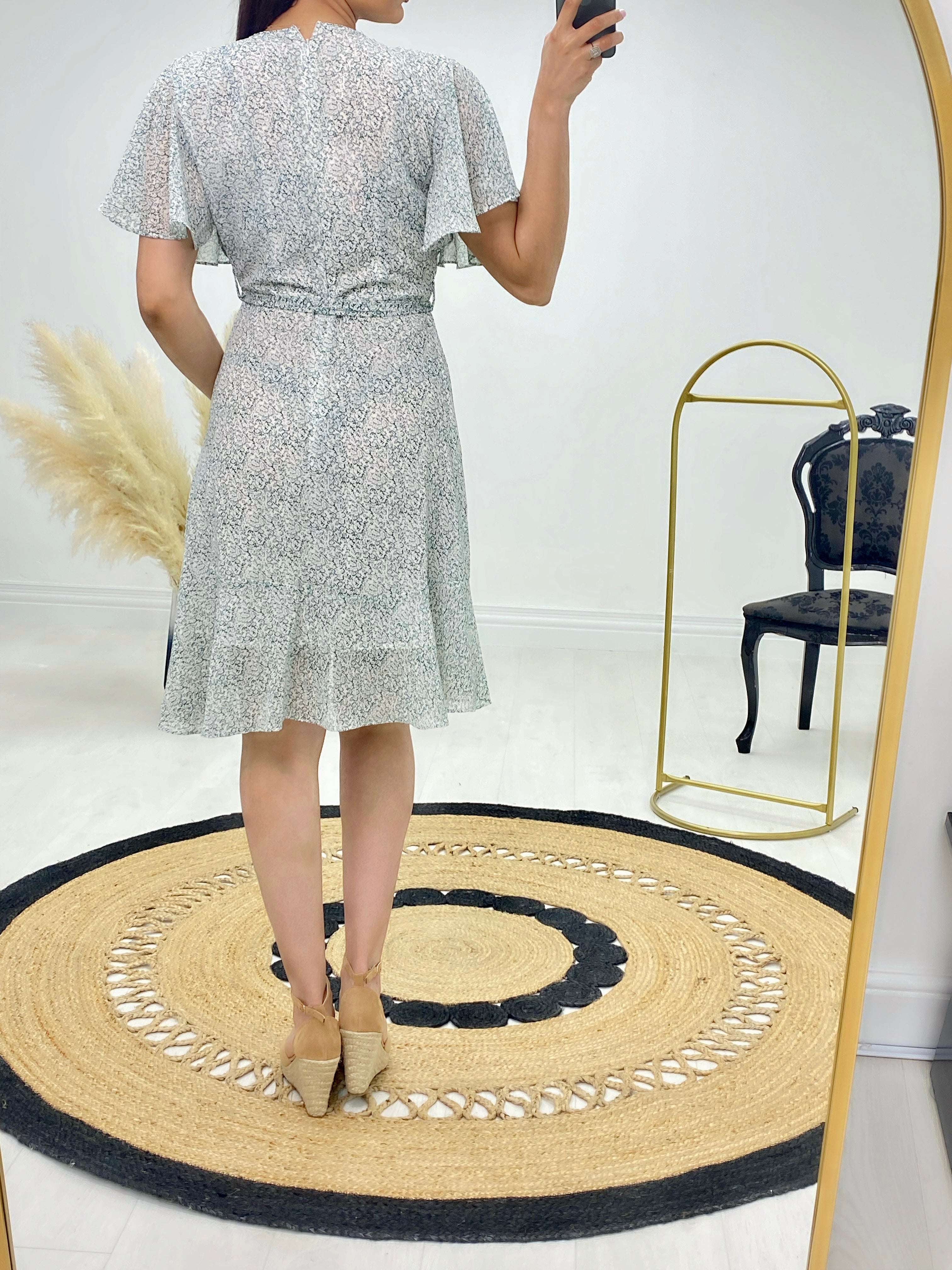 Bloomsbury Sage Ditsy Print Frill Dress