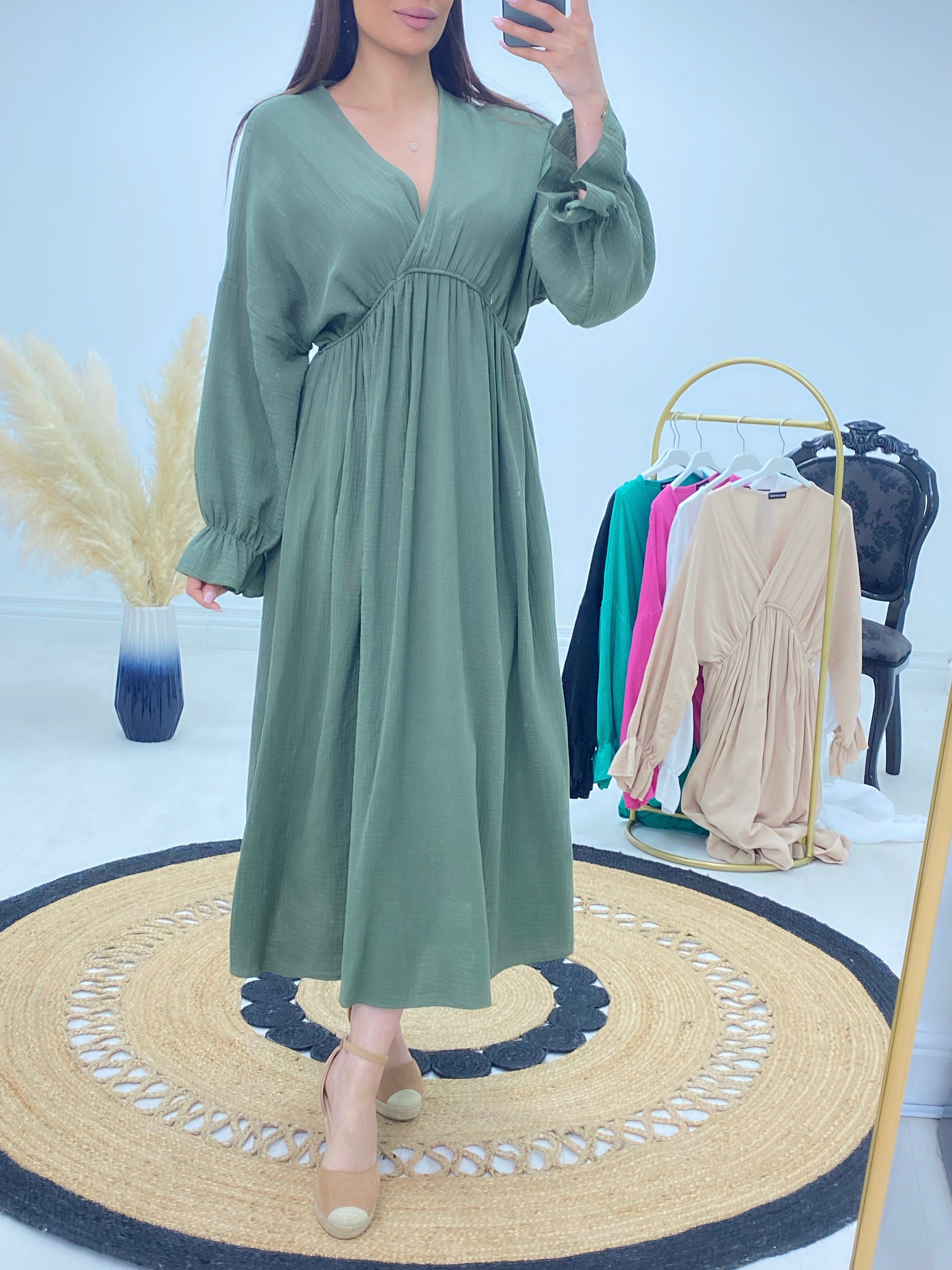 Vincenzo Angel Sleeve Cheesecloth Dress