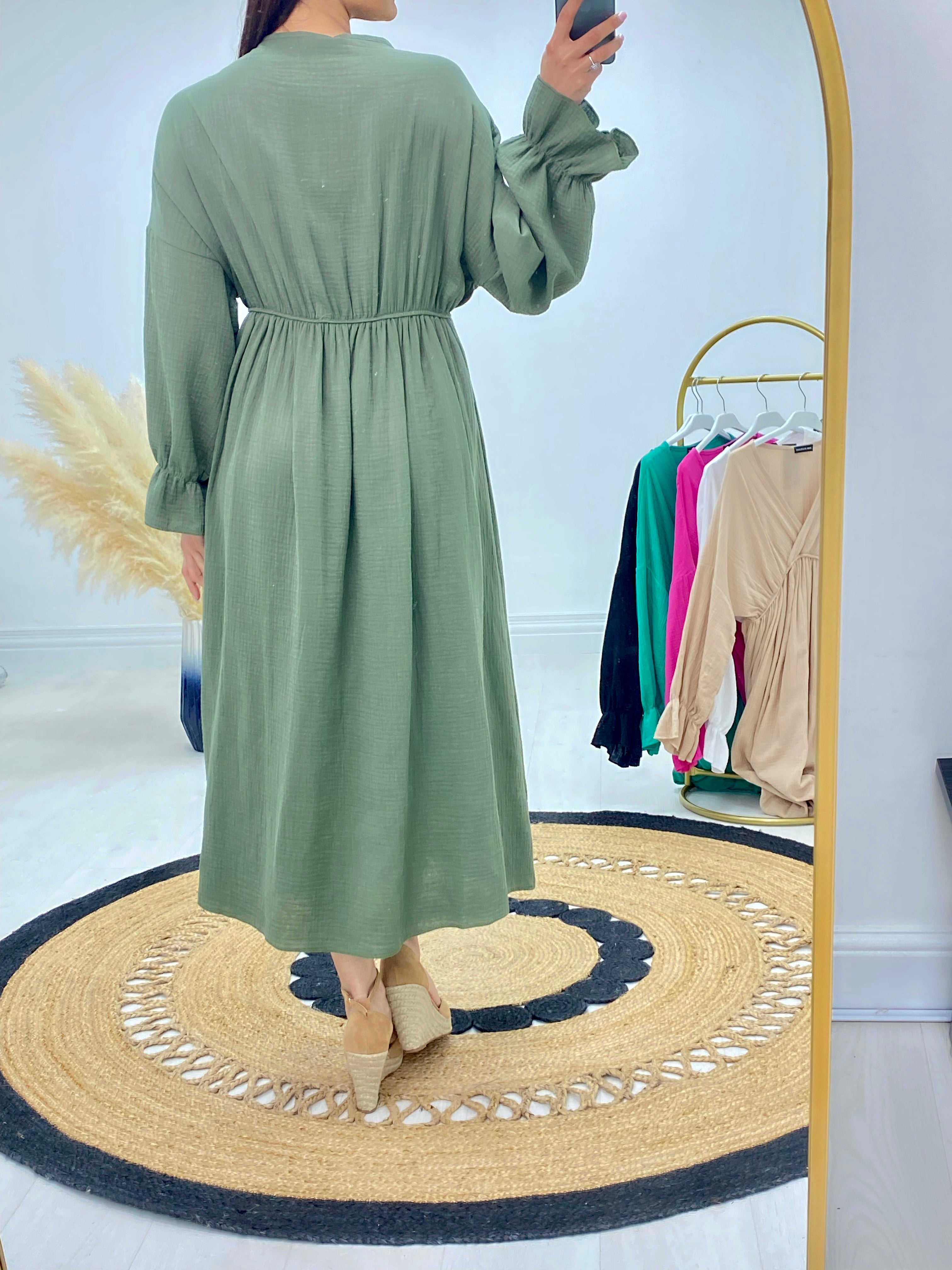 Vincenzo Angel Sleeve Cheesecloth Dress