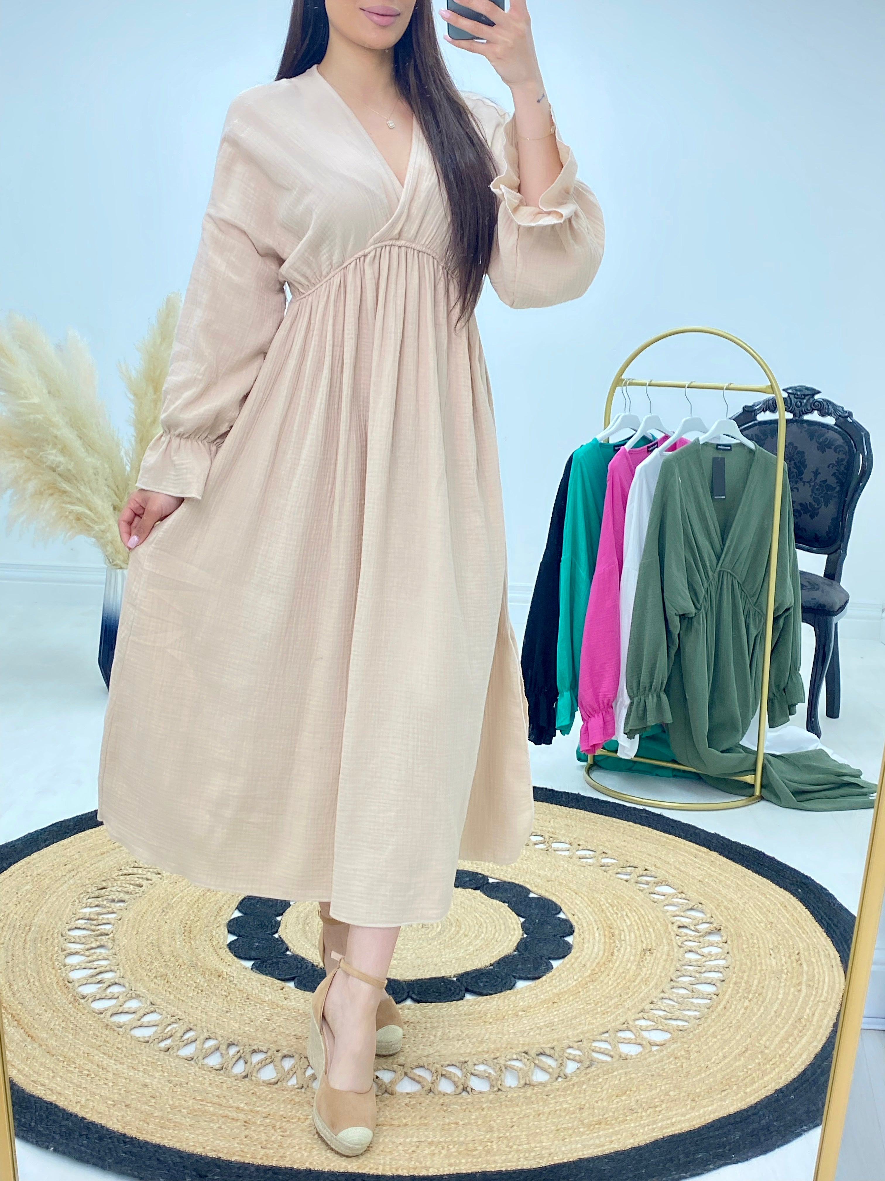 Vincenzo Angel Sleeve Cheesecloth Dress