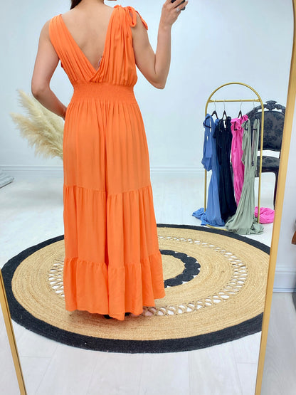 Sheldon V Neck Tiered Hem Dress