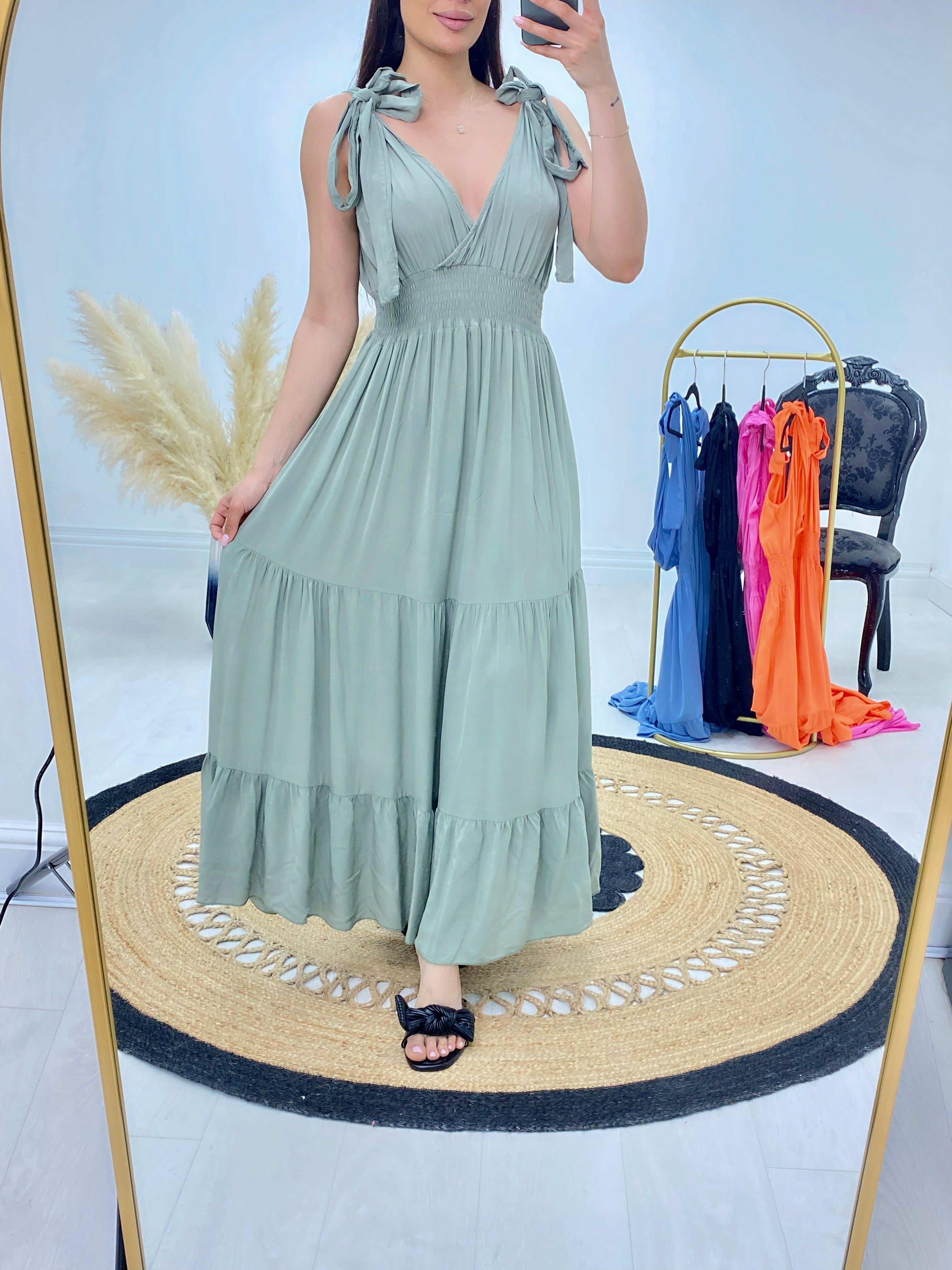 Sheldon V Neck Tiered Hem Dress