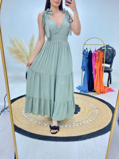 Sheldon V Neck Tiered Hem Dress