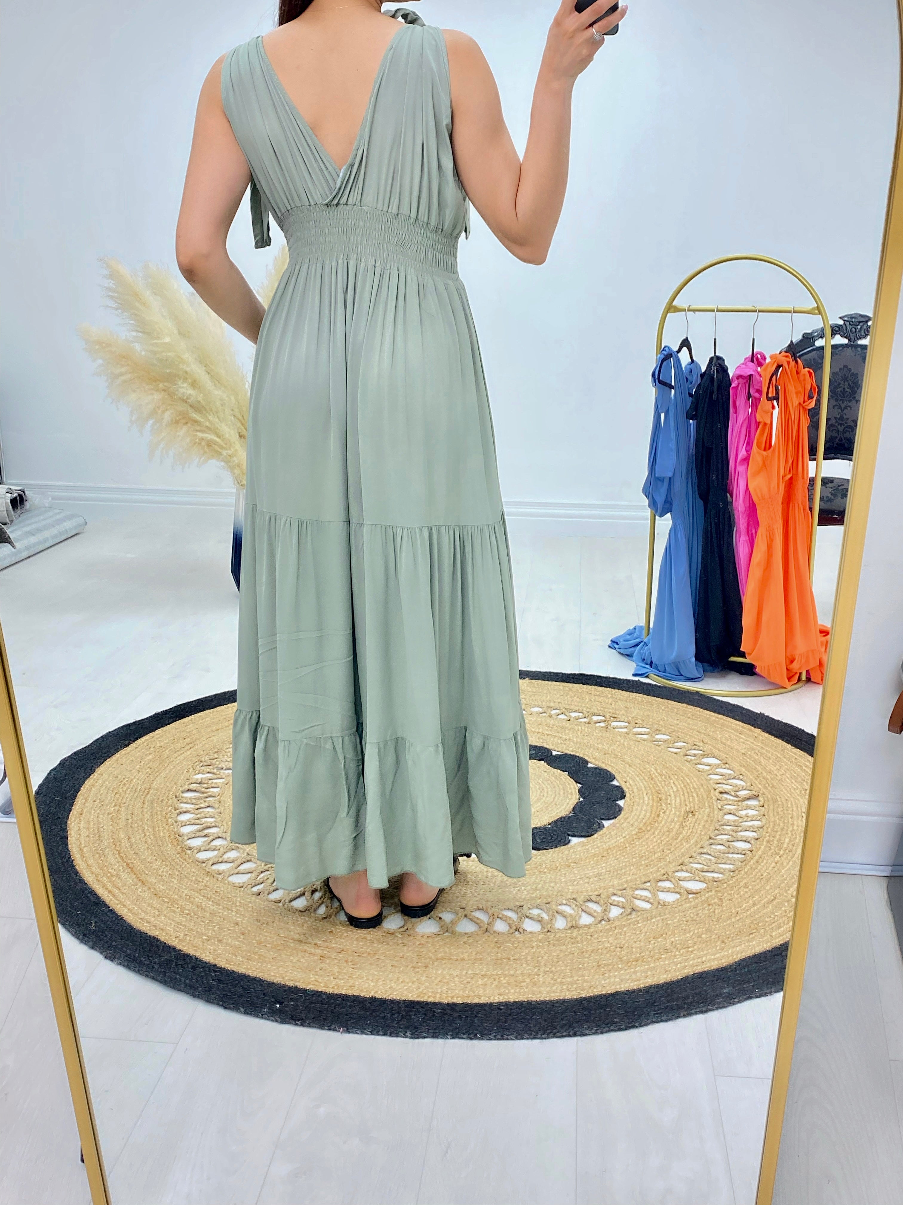 Sheldon V Neck Tiered Hem Dress