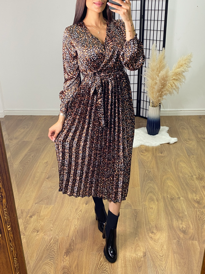 Towner Graphic Print Wrap Pleat Dress