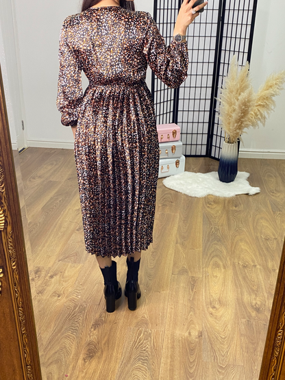 Towner Graphic Print Wrap Pleat Dress