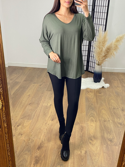 Story V Neck Drop Shoulder Basic Top