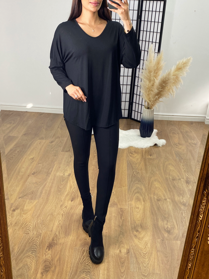 Story V Neck Drop Shoulder Basic Top
