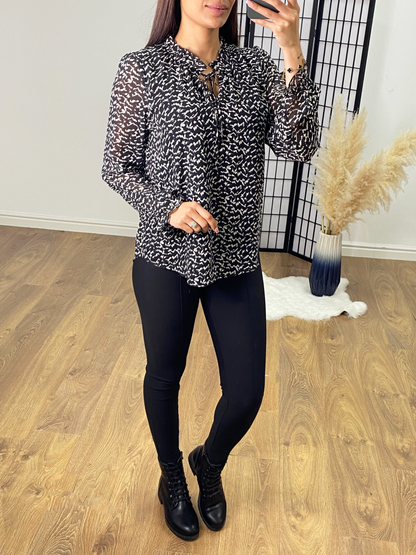 Bryce Monochrome Graphic Print Blouse
