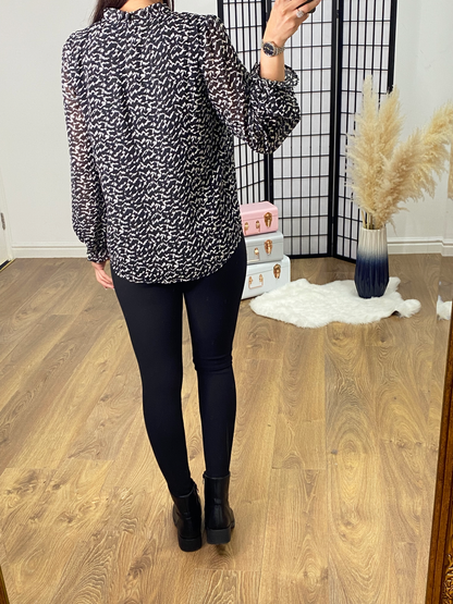 Bryce Monochrome Graphic Print Blouse