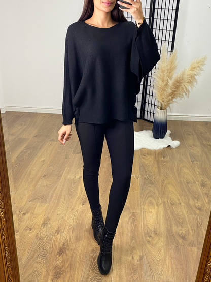 Kirby Ribbed Batwing Tie Side Jumper