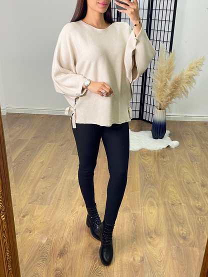 Kirby Ribbed Batwing Tie Side Jumper