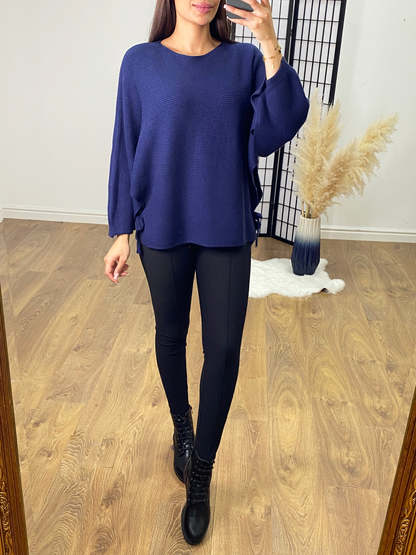 Kirby Ribbed Batwing Tie Side Jumper