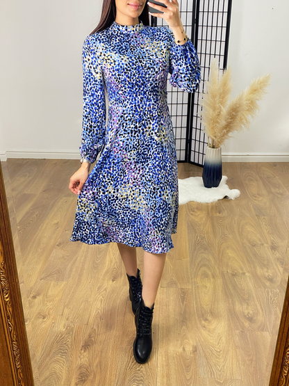 Shadow Multicolour Abstract Print High Neck Dress