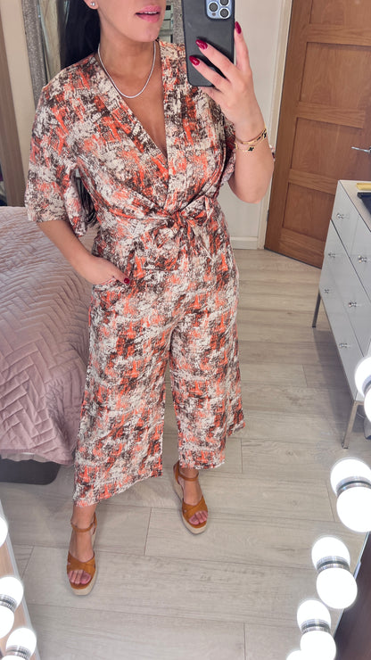 Adeline Abstract Print Wide Leg Jumpsuit