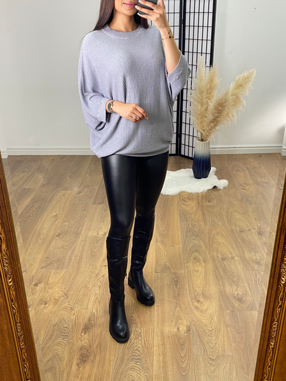 Ebrill Lurex Ribbed Batwing Jumper