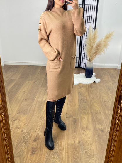 Chantal Button Detail Jumper Dress