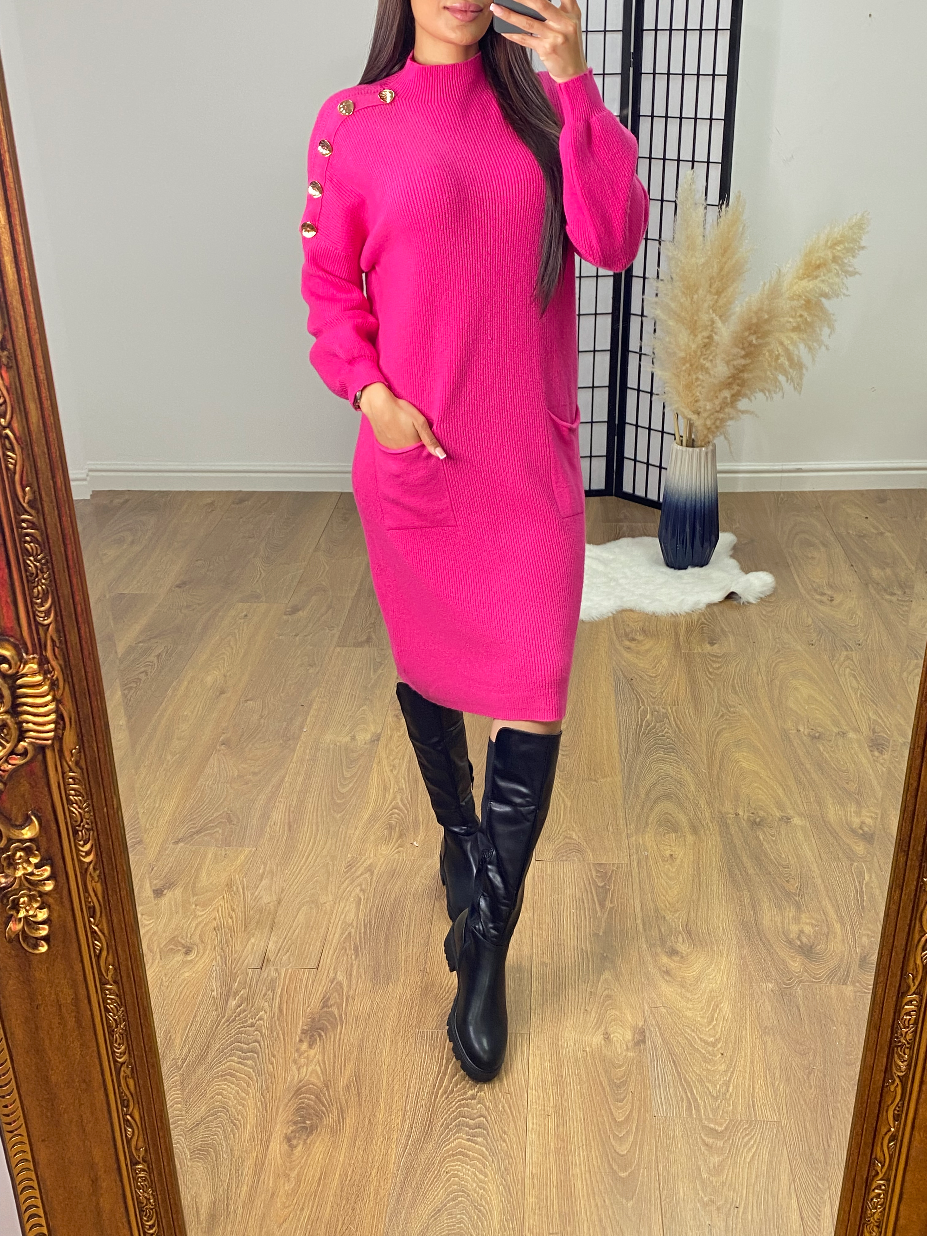 Chantal Button Detail Jumper Dress