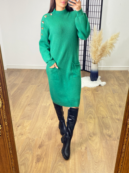 Chantal Button Detail Jumper Dress