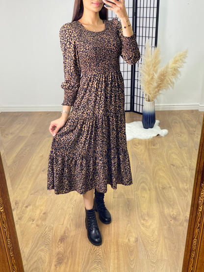 Evans Cheetah Print Tiered Hem Dress