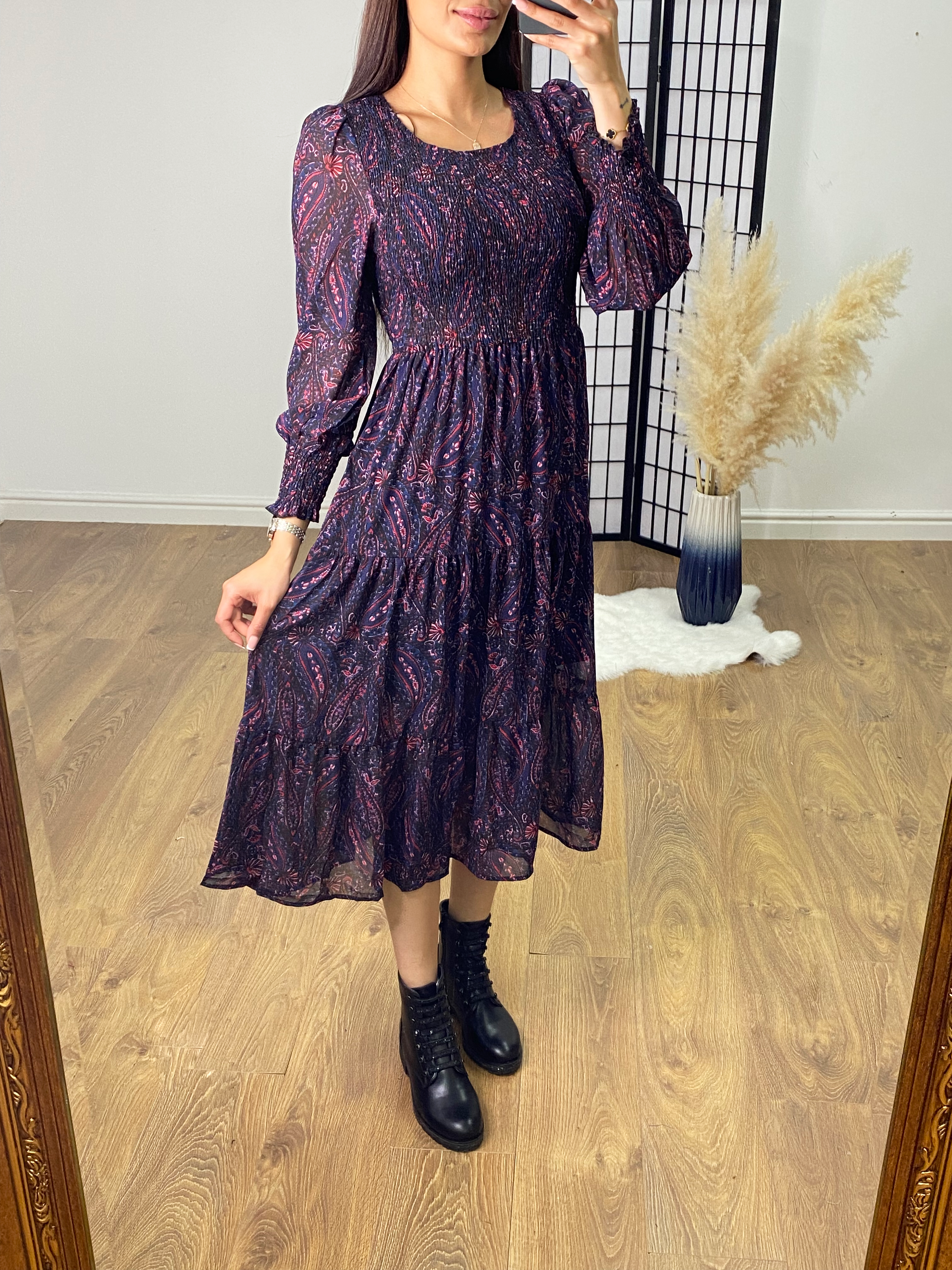 Lydie Paisley Print Tiered Hem Dress