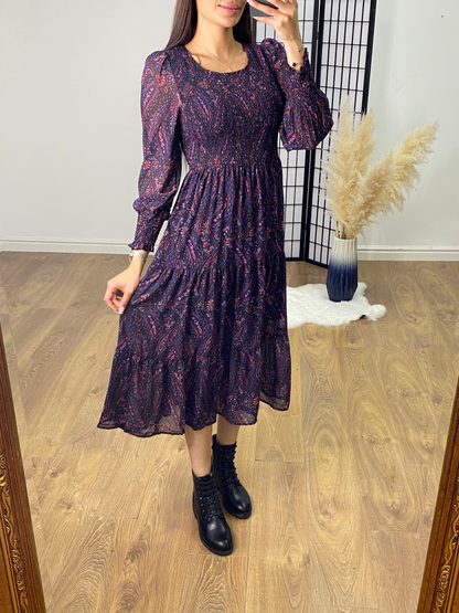 Lydie Paisley Print Tiered Hem Dress