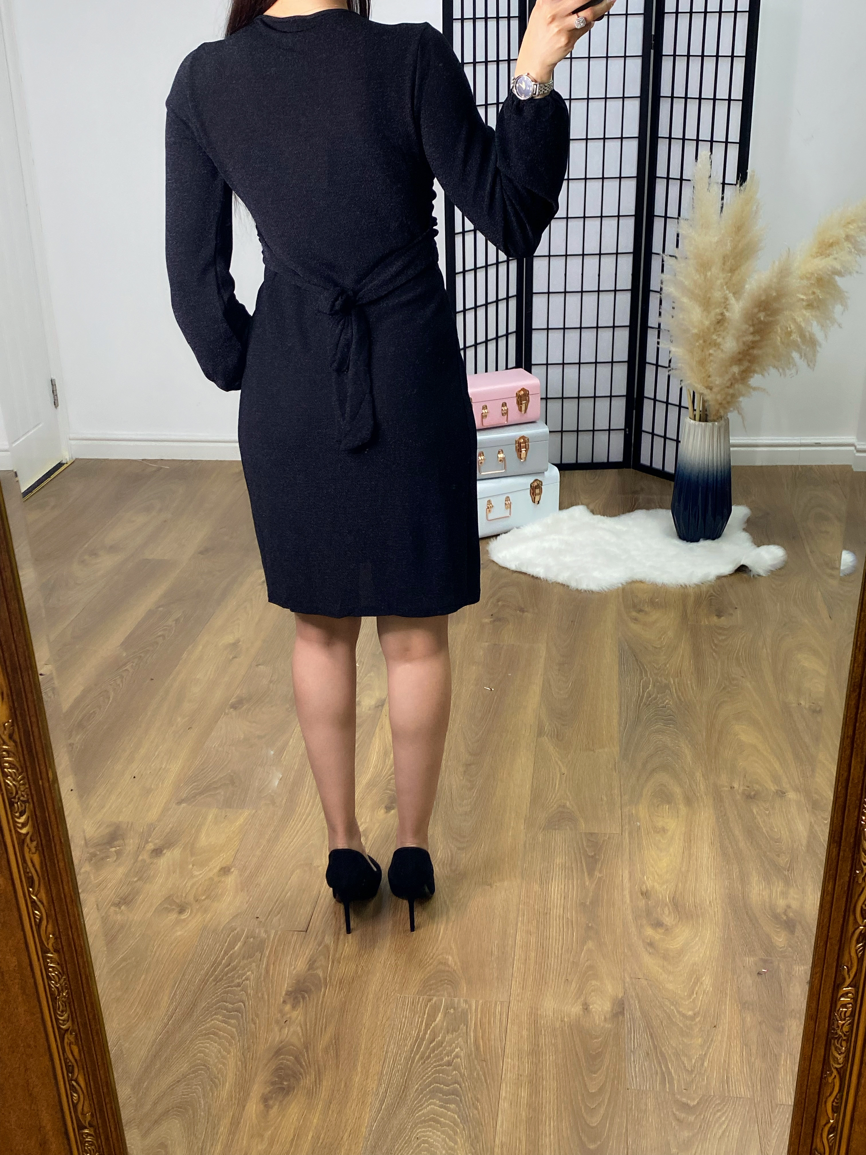 Jewel Black Lurex Twist Front Dress