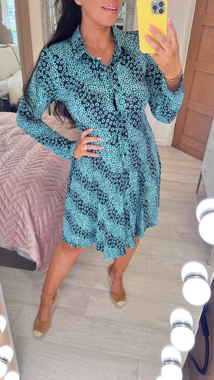 Thommie Navy Floral Print Dress