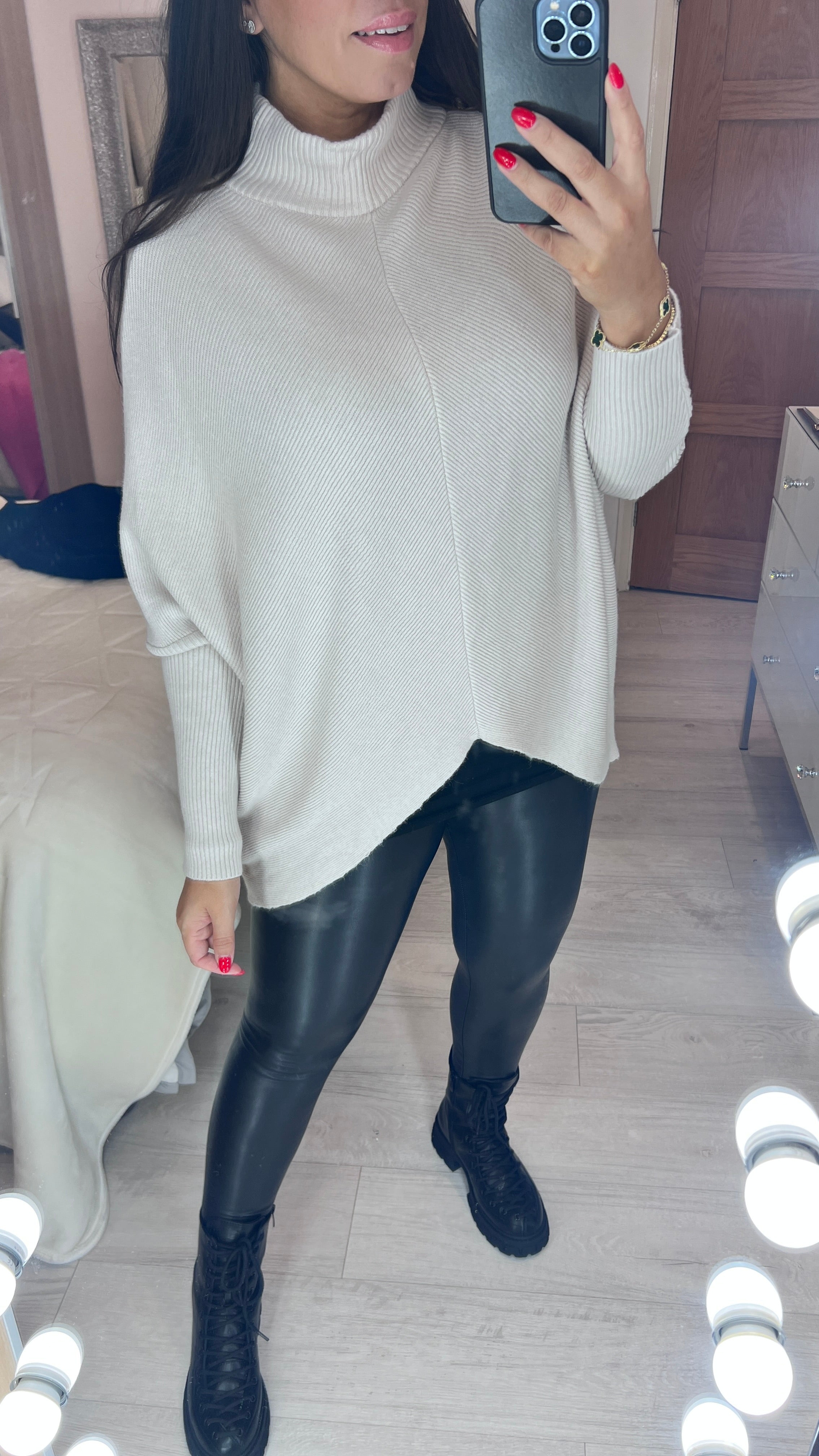 Laurel Asymmetric Ribbed Roll Neck Jumper