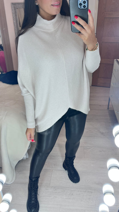 Laurel Asymmetric Ribbed Roll Neck Jumper