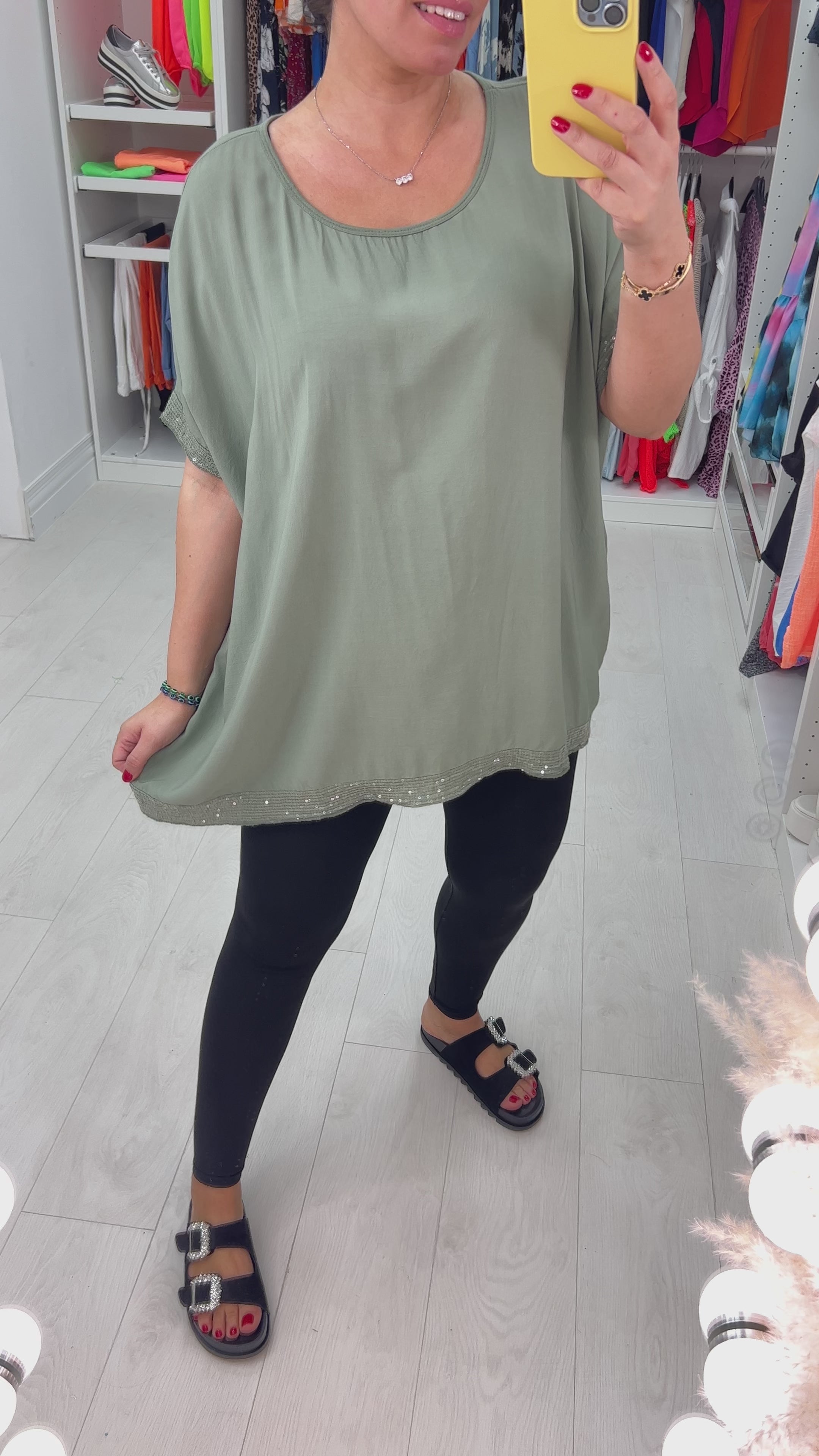 Nadina Oversized Sequin Hem Top
