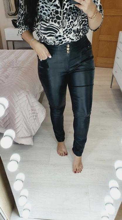 Aria Leather Look Jeans