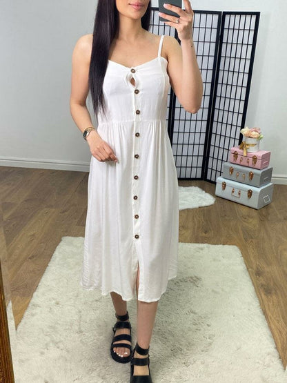 Alaya Button Front Midi Dress