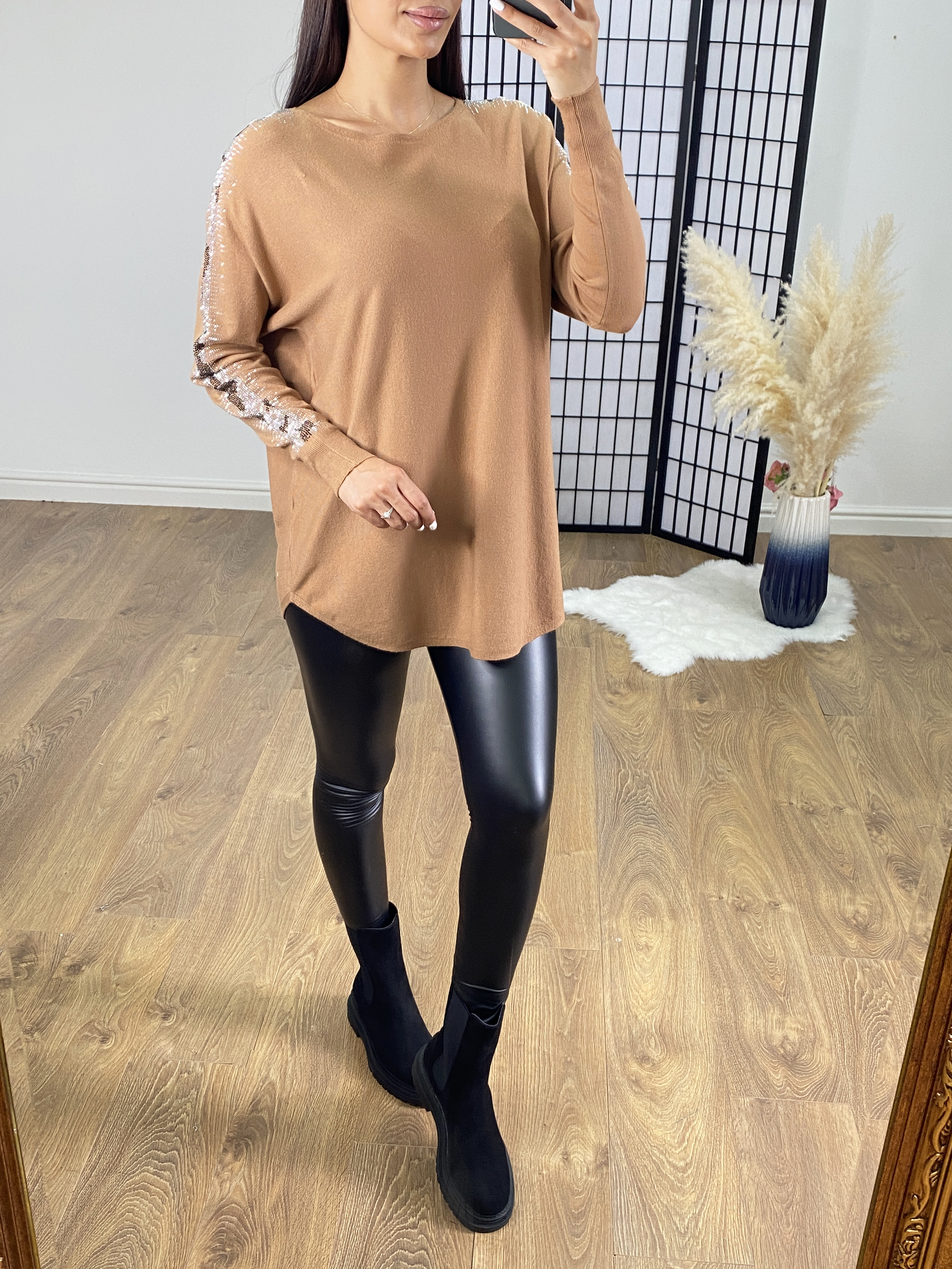 Aleenta Diamante Scatter Sleeve Supersoft Jumper