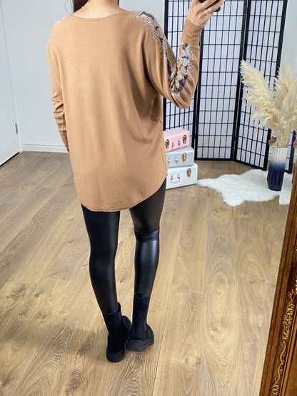 Aleenta Diamante Scatter Sleeve Supersoft Jumper