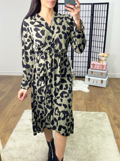 Anastasia Leopard Print Ruffle Detail Dress