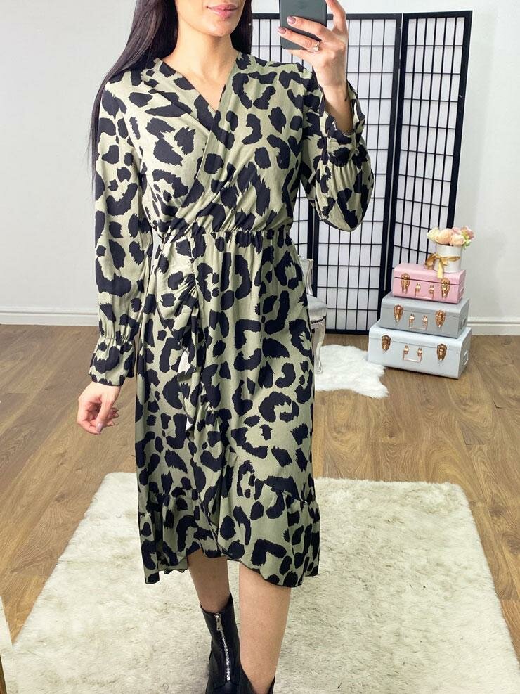 Anastasia Leopard Print Ruffle Detail Dress