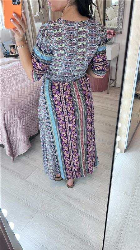 Anavrin Paisley Print Split Front Dress