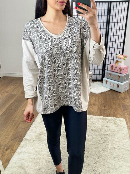 Anaya Zebra Panel Loose Fit Sweatshirt
