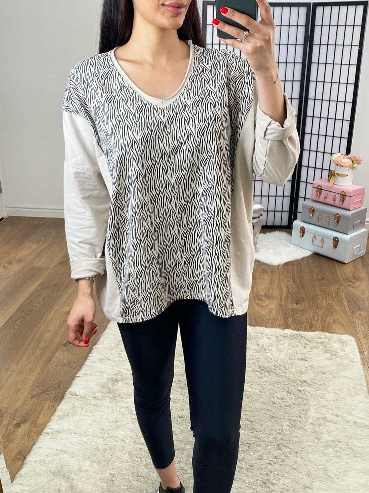 Anaya Zebra Panel Loose Fit Sweatshirt