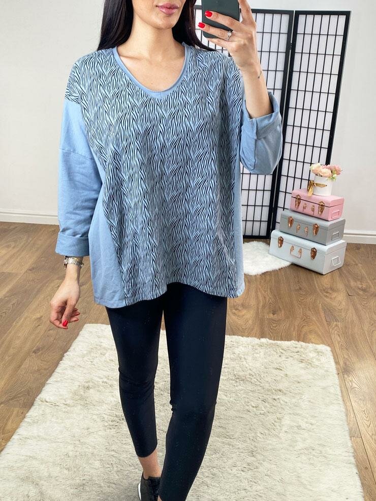 Anaya Zebra Panel Loose Fit Sweatshirt
