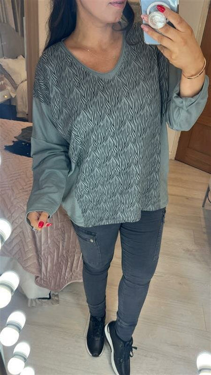Anaya Zebra Panel Loose Fit Sweatshirt
