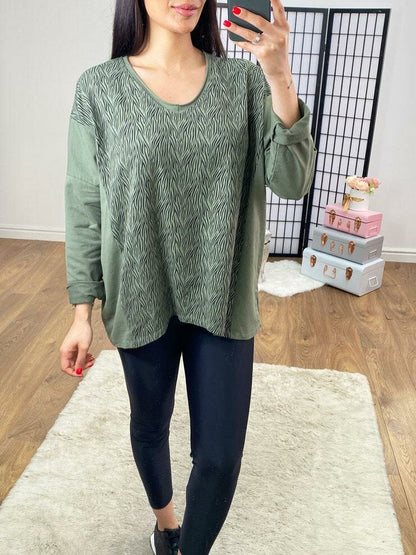 Anaya Zebra Panel Loose Fit Sweatshirt