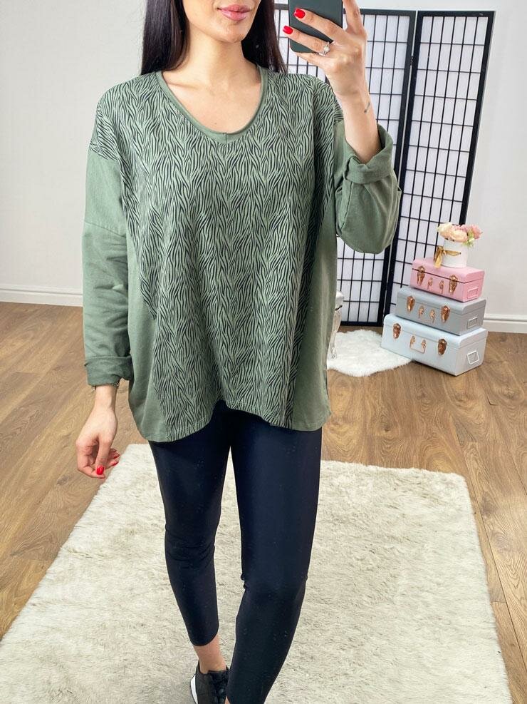 Anaya Zebra Panel Loose Fit Sweatshirt